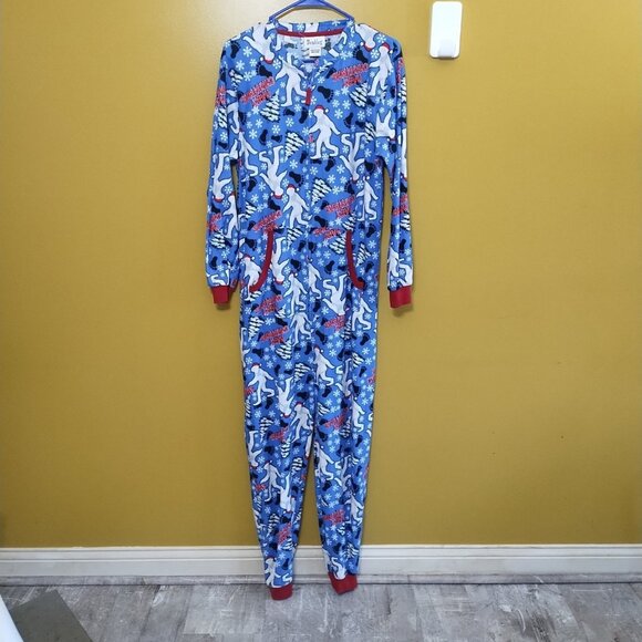 Vintage Wembley Adult Christmas Abominable Snowman Print Onesie L/XL - Picture 1 of 6